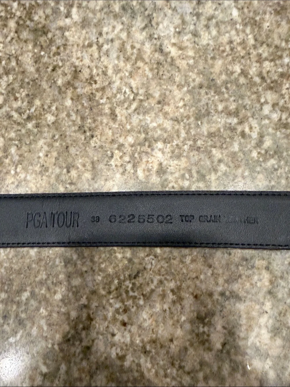 Vintage PGA Tour Black Textured Leather Belt with Carved Silver Buckle Size 38